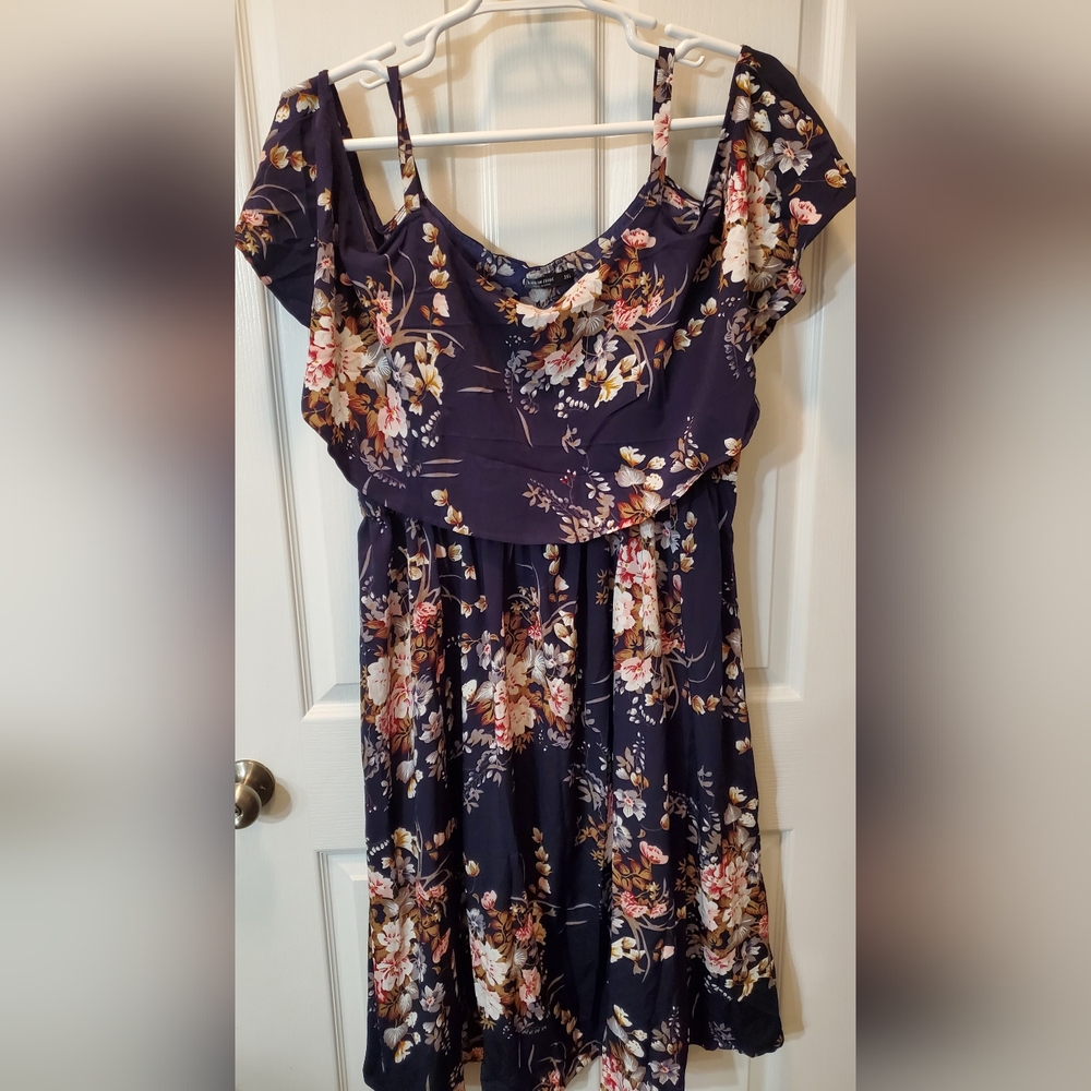 SHEIN Blue Flutter Sleeve Midi Sundress